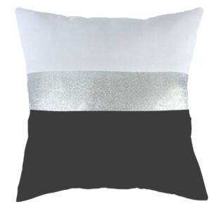 Zestaw poduszek biała, czarna i srebrny pasek