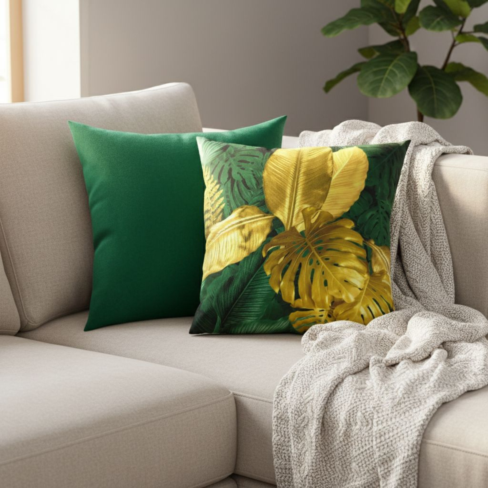 Poduszka dekoracyjna Liście Monstery Velvet 45cm na 45cm - obrazek 2