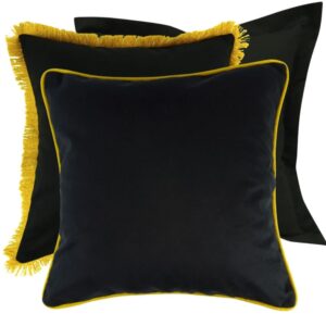Komplet poduszek dekoracyjnych czarno-musztardowe Elegant Tkanina tapicerska
