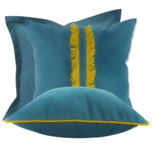 Komplet poduszek dekoracyjnych turkusowo-musztardowe Elegant Tkanina tapicerska