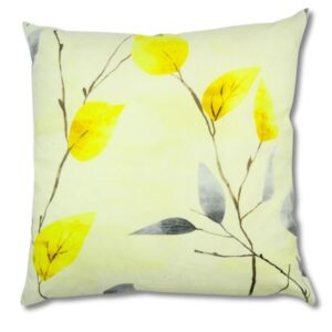 Poduszka dekoracyjna żółto szare listki