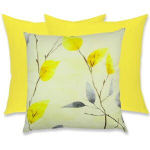 Poduszka dekoracyjna żółto szare listki