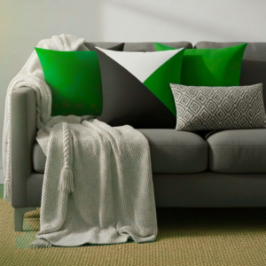 Zestaw poduszek: zielone trójkąty i zielone 45cm na 45cm