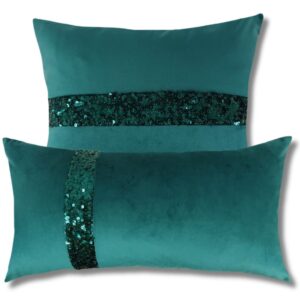 Zestaw poduszek ciemno turkusowe cekiny Glamour