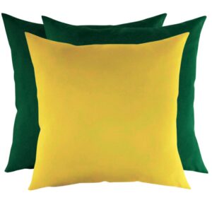 Zestaw poduszek z tkaniny tapicerskiej zielone i żółta