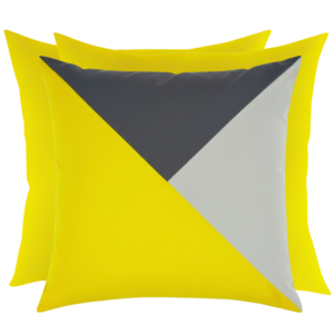 Zestaw poduszek: żółte trójkąty i żółte 45cm na 45cm