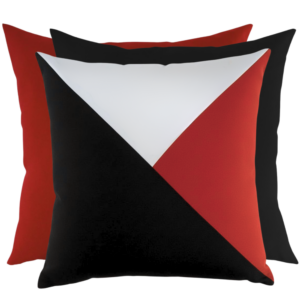 Zestaw poduszek: czerwone trójkąty, czerwona i czarna 45cm na 45cm