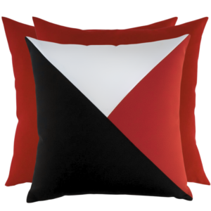 Zestaw poduszek: czerwone trójkąty i czerwone 45cm na 45cm