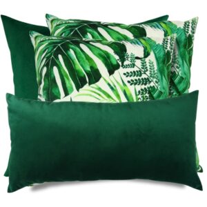 Zestaw poduszek dekoracyjnych Zielone Liście i wałek