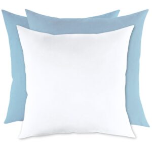 Zestaw poduszek z tkaniny tapicerskiej błękitne i biała