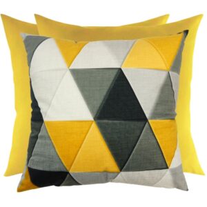 Zestaw poduszek dekoracyjnych żółte trójkąty Velvet