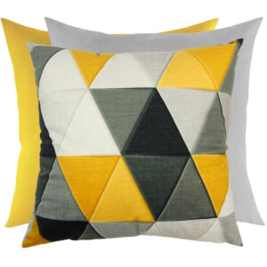 Zestaw poduszek dekoracyjnych żółte trójkąty Velvet