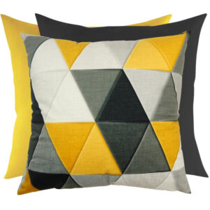 Zestaw poduszek dekoracyjnych żółte trójkąty Velvet