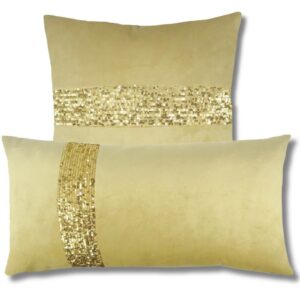 Zestaw poduszek beżowe cekiny Glamour