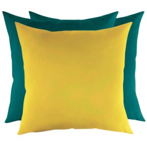Zestaw poduszek z tkaniny tapicerskiej żółta i turkusowe