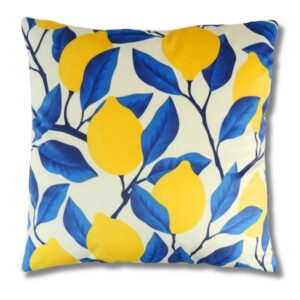 Poduszka dekoracyjna Żółto Niebieskie Cytryny