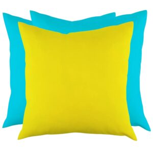 Zestaw 3 poduszek turkusowe i żółta Basic