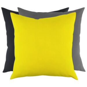 Zestaw 3 poduszek czarna, szara, żółta Basic
