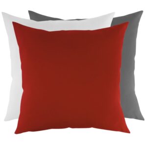 Zestaw 3 poduszek czerwona szara i jasno szara Basic