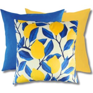 Poduszka dekoracyjna Żółto Niebieskie Cytryny