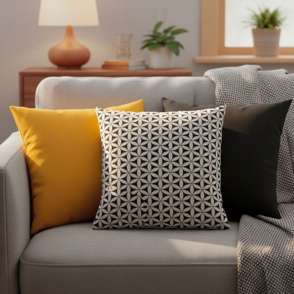 Poduszka dekoracyjna Geometryczny Wzór Żakard 45cm na 45cm - obrazek 3