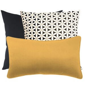 Poduszka dekoracyjna musztardowy wałek z lamówką