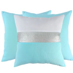 Zestaw srebrny pasek jasny turkus