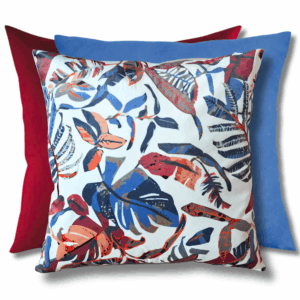 Zestaw poduszek Bordowo Niebieskie Liście