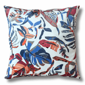 Zestaw poduszek Bordowo Niebieskie Liście