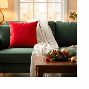 Poduszka mikołajkowa czerwień tkanina tapicerska