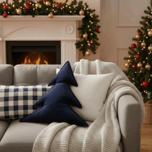 Poduszka dekoracyjna Choinka granatowa