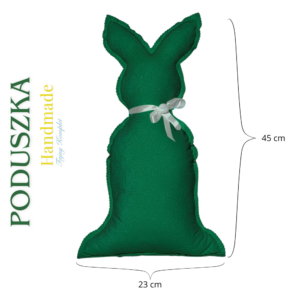 Poduszka dekoracyjna Królik 45 cm Butelkowa Zieleń