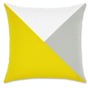 Poduszka w żółto szare trójkąty 45cm na 45cm