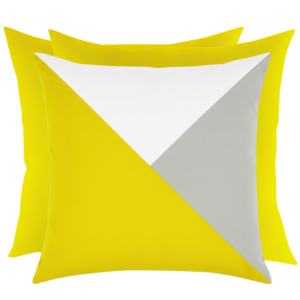 Zestaw poduszek: żółte trójkąty i żółte 45cm na 45cm