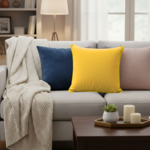 Poduszka żółta z lamówką Elegant  43cm na 43cm
