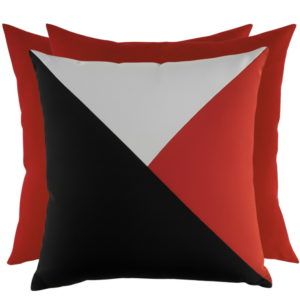 Zestaw poduszek: czerwone trójkąty i czerwone 45cm na 45cm