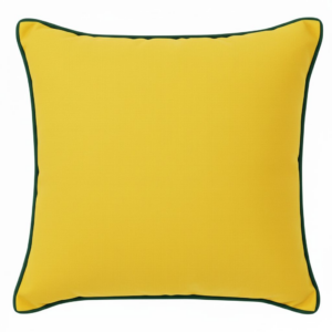 Poduszka żółta z zieloną lamówką Elegant  43cm na 43cm