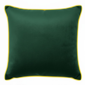 Poduszka ciemno zielona z żółtą lamówką Elegant Velur 43cm na 43cm