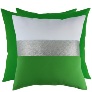 Zestaw poduszek dekoracyjnych srebrny pasek i zielone 45cm na 45cm