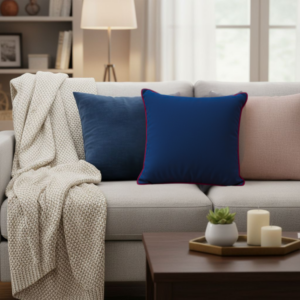 Poduszka granatowa z ceglaną lamówką Elegant Velur 43cm na 43cm (Kopia)