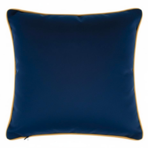 Poduszka czarna z granatowa z musztardową lamówką Elegant Velur 43cm na 43cm