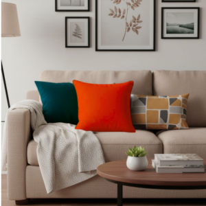 Poduszka czerwona z lamówką Elegant  43cm na 43cm