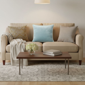 Poduszka błękitna z białą lamówką Elegant Velur 43cm na 43cm