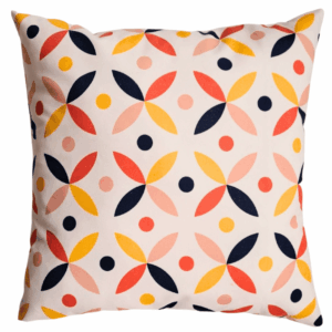 Poduszka dekoracyjna geometryczny wzór granat róż pomarańcz Velvet 45cm na 45cm