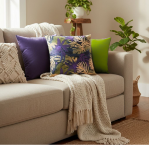 Poduszka dekoracyjna Fioletowy wzór Velvet 45cm na 45cm