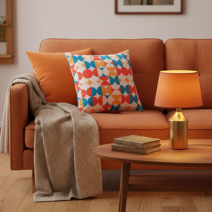 Poduszka dekoracyjna geometryczny wzór żywe kolory Velvet 45cm na 45cm
