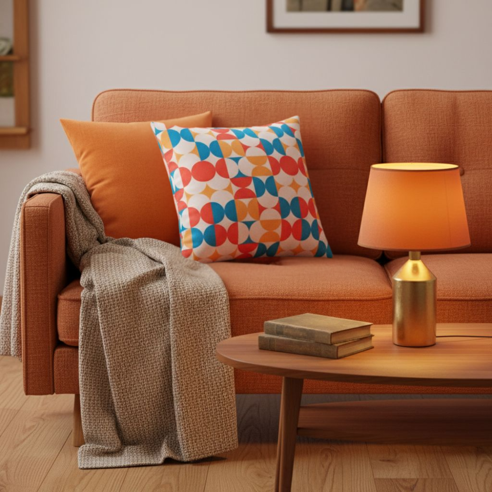 Poduszka dekoracyjna geometryczny wzór żywe kolory Velvet 45cm na 45cm - obrazek 2